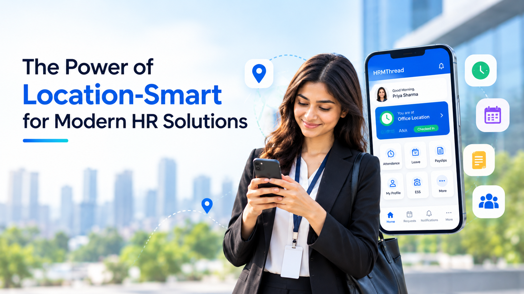 Location-Smart Attendance App Banner Location-Smart Attendance App interface showing geofencing and mobile check-ins